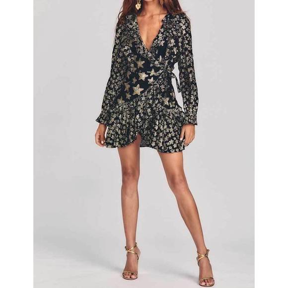 NEW LOVESHACKFANCY findlay wrap dress in black - Picture 3 of 6